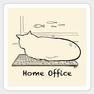 Home office with cat Sticker
